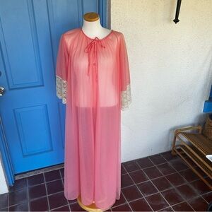 Vintage Pink Van Raalte Maxi Sheer Robe
